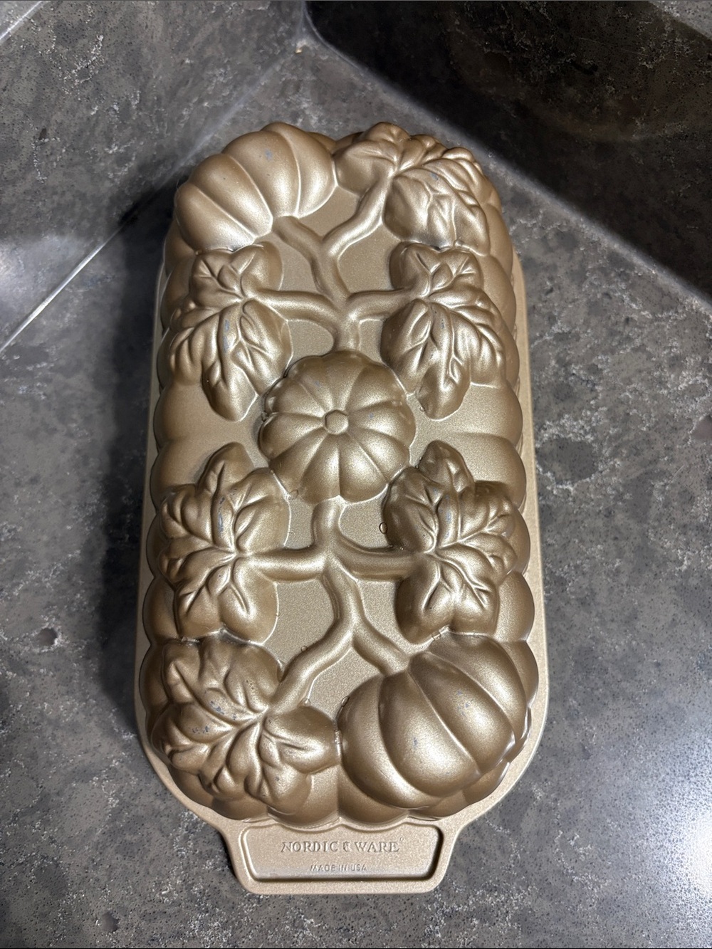 Nordic Ware Metallic Gold Pumpkin & Vine Decorative Loaf Mold